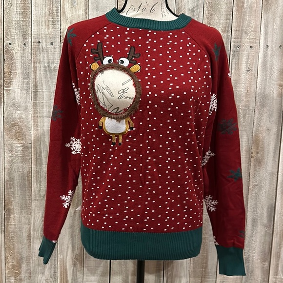 Spencers Gifts Sweaters - Spencers Gifts Risqué Reindeer Ugly Christmas Sweater